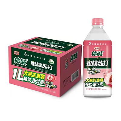 體堿蜜桃蘇打水1L